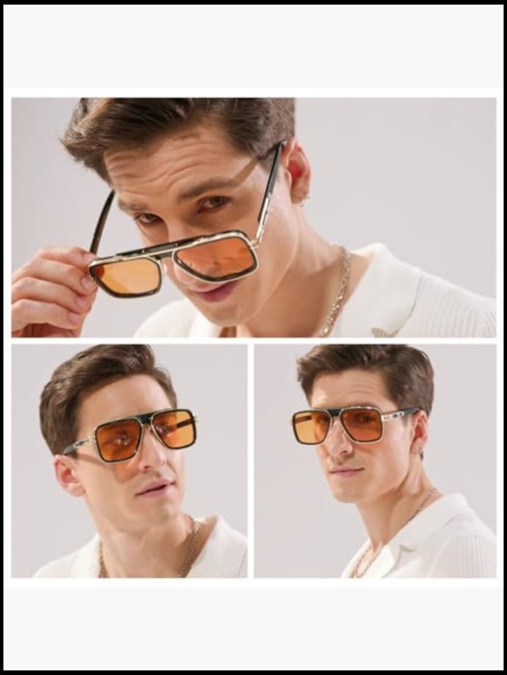 Retro Square Metal Sunglasses with UV400 Protection - Picture 3 of 6